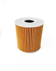 Car oil filter on a white background. Space for text. Isolate.
