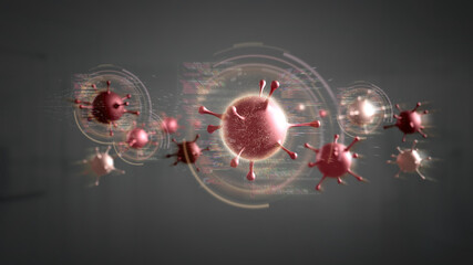 Group of red virus cell - 3d rendering