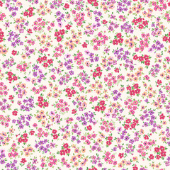 Hand drawn colorful flowers. Vector seamless pattern