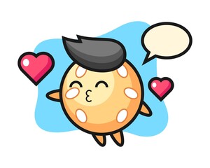 Obraz premium Sesame ball cartoon with kissing gesture