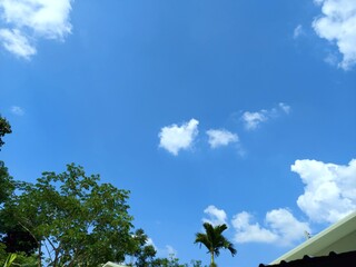 White clouds, indigo blue, colorful, natural background.