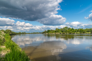 Beautiful landscape view in summer time on Bug river in Poland.
