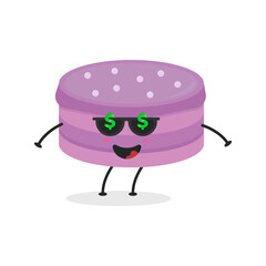 Cute flat cartoon birthday cake illustration. Vector illustration of cute birthday cake with a smiling expression. Cute cake mascot design