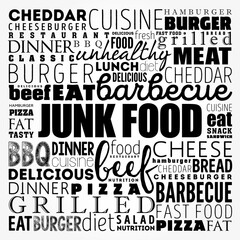 Obraz premium JUNK FOOD word cloud, food concept background
