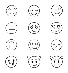 Emoticons set. Emoji faces collection. Emojis flat style.Vector