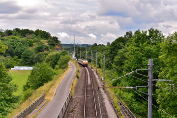 Fototapeta na wymiar railway in beautiful landscape in Luxembourg