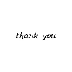 Thank you. Black text, calligraphy, lettering, doodle by hand isolated on white background Card banner design. Vector