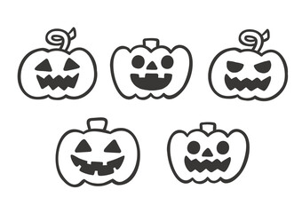 カボチャ ジャックオーランタン ハロウィン 手描き 線画 ベクター イラスト