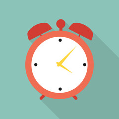 Flat Red Clock Alarm Watch Vector Illustration. EPS10