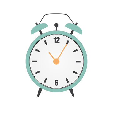 Flat Red Clock Alarm Watch Vector Illustration. EPS10