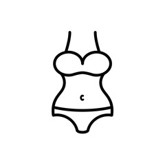 Concepto moda de verano. Icono plano lineal bikini en color negro