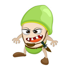 Walnut - a warrior, in a green helmet, with a knife in a cabaret - is ready to fight for his place in the sun.