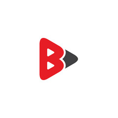 initial letter B logo and play button design template