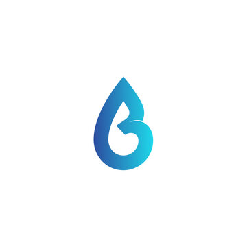 initial letter B logo and water drop design template