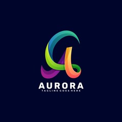 Vector Logo Illustration Aurora Gradient Colorful Style.