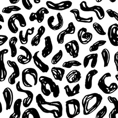 Seamless pattern black white leopard panther fur design, abstract simple lines scandinavian style background grunge texture. trend of the season. Can be used for Gift wrap fabrics, wallpapers. Vector