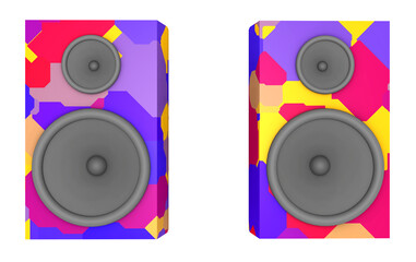 Bunte Lautsprecher Boxen, Freisteller © Michael Rosskothen