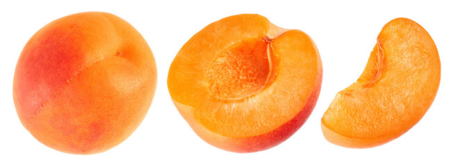 Set of apricot isolated on white background