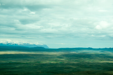 Obraz premium flight over lake myvatn iceland