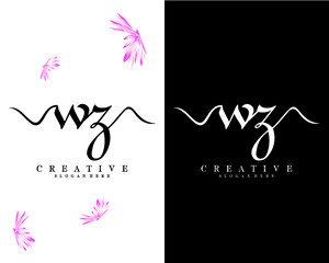 wz, zw creative letters handwriting logo design vector