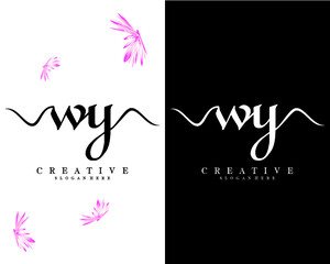 wy, yw creative letters handwriting logo design vector