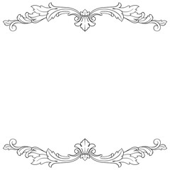 Vintage Ornament Element in baroque style with filigree and floral engrave the best situated for create frame, border, banner. It's hand drawn foliage swirl like victorian or damask design arabesque.