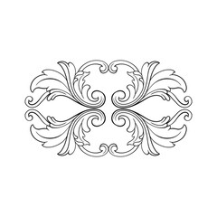 Vintage Ornament Element in baroque style with filigree and floral engrave the best situated for create frame, border, banner. It's hand drawn foliage swirl like victorian or damask design arabesque.