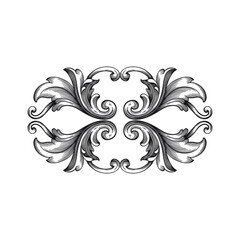 Vintage Ornament Element in baroque style with filigree and floral engrave the best situated for create frame, border, banner. It's hand drawn foliage swirl like victorian or damask design arabesque.