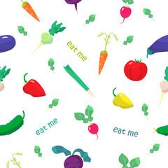 Vegetarian vector seamless pattern on white background.