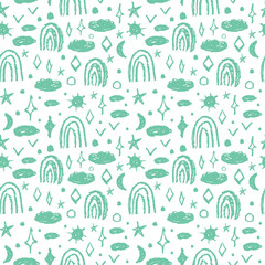 Seamless pattern white green mint lines chalk grid design, abstract simple scandinavian style background grunge texture. trend of the season. Can be used for Gift wrap fabrics, wallpapers. Vector - 361726226