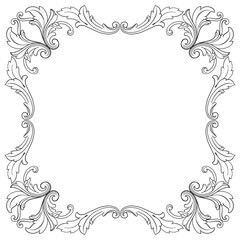 Vintage Ornament Element in baroque style with filigree and floral engrave the best situated for create frame, border, banner. It's hand drawn foliage swirl like victorian or damask design arabesque.