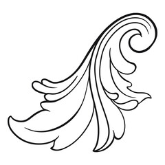 Vintage Ornament Element in baroque style with filigree and floral engrave the best situated for create frame, border, banner. It's hand drawn foliage swirl like victorian or damask design arabesque.