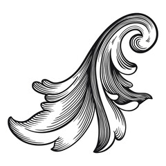 Vintage Ornament Element in baroque style with filigree and floral engrave the best situated for create frame, border, banner. It's hand drawn foliage swirl like victorian or damask design arabesque.