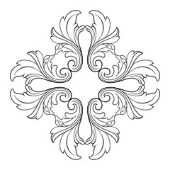 Vintage Ornament Element in baroque style with filigree and floral engrave the best situated for create frame, border, banner. It's hand drawn foliage swirl like victorian or damask design arabesque.