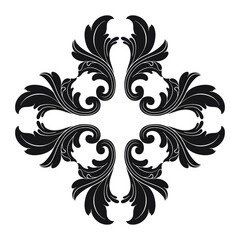 Fototapeta premium Vintage Ornament Element in baroque style with filigree and floral engrave the best situated for create frame, border, banner. It's hand drawn foliage swirl like victorian or damask design arabesque.