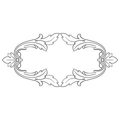 Vintage Ornament Element in baroque style with filigree and floral engrave the best situated for create frame, border, banner. It's hand drawn foliage swirl like victorian or damask design arabesque.
