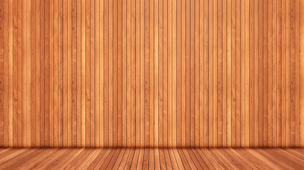 Concept or conceptual vintage or grungy brown background of natural wood or wooden old texture floor and wall as a retro pattern layout. A 3d illustration metaphor to time, material, emptiness,  age 