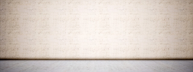 Concept or conceptual solid and rough beige background of concrete floor and wall as a vintage pattern layout. A 3d illustration metaphor for minimalism, time and material