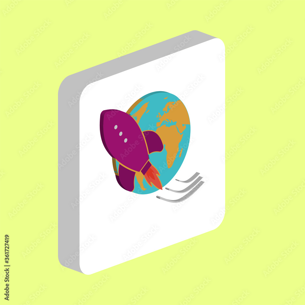 Poster space ship rocket simple vector icon. illustration symbol design template for web mobile ui element.