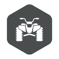 Concepto vehículo todoterreno. Icono plano quad de frente en hexágono color gris © teracreonte