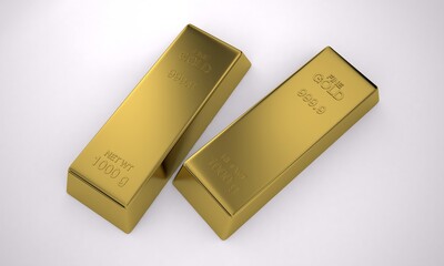 Bullion Sterling Gold, Pure Gold, Wealth, 3D Render