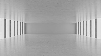 Empty gray concrete room