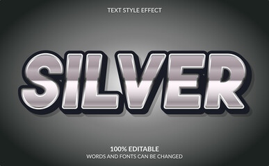 Editable Text Effect, Strong Bold Silver Text Style