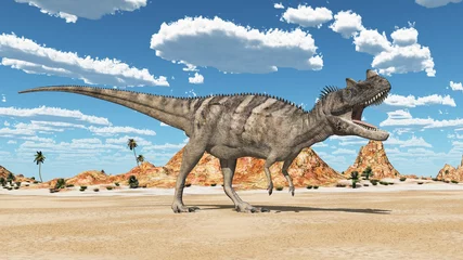 Rucksack Dinosaurier Ceratosaurus in einer Wüste © Michael Rosskothen