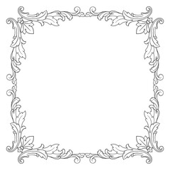 Vintage Ornament Element in baroque style with filigree and floral engrave the best situated for create frame, border, banner. It's hand drawn foliage swirl like victorian or damask design arabesque.