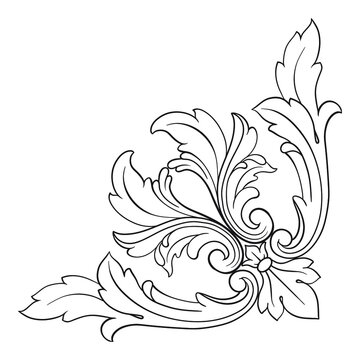 Vintage Ornament Element in baroque style with filigree and floral engrave the best situated for create frame, border, banner. It's hand drawn foliage swirl like victorian or damask design arabesque.