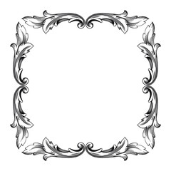 Vintage Ornament Element in baroque style with filigree and floral engrave the best situated for create frame, border, banner. It's hand drawn foliage swirl like victorian or damask design arabesque.