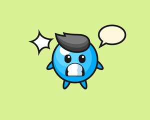 Gum ball cartoon with shocked gesture