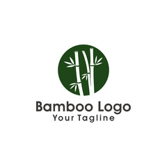 Bamboo logo template. Green bamboo trees vector design. Bamboo stem logotype