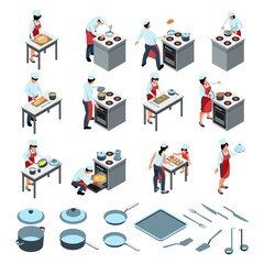 Isometric Kitchen Cooking Set